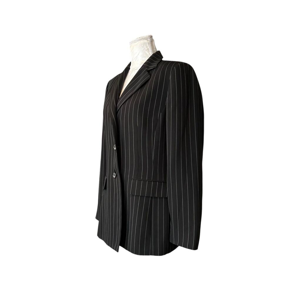 Vintage 90s/Y2K Black White Pinstripe Blazer Sz 8 - Picture 15 of 15